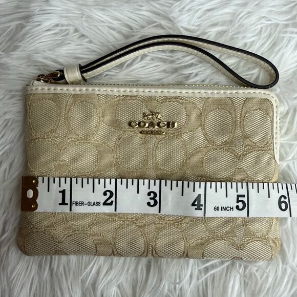 COACH Signature Khaki White Canvas Wristlet - Picture 8 of 9